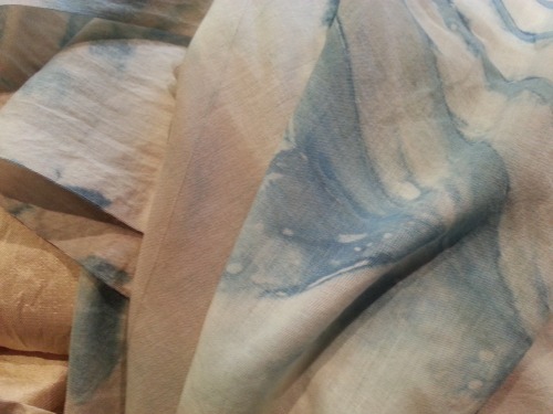 Some previously dyed fabrics that needed over dyeing to add interest