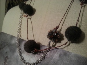 B-Beads, silver findings/chain, vintage silk thread